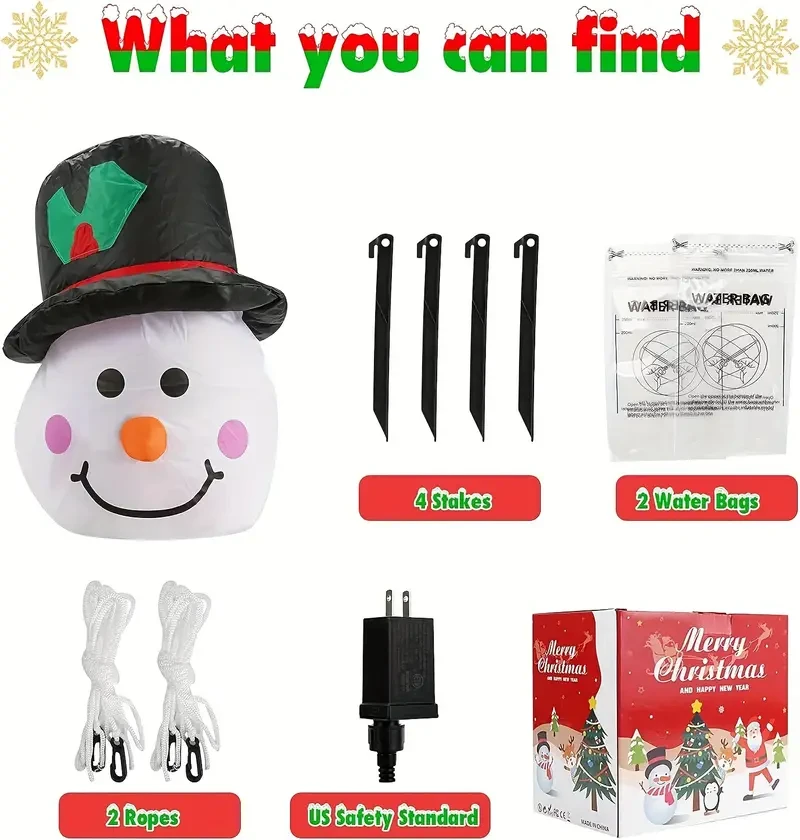 5ft LED Rotating Light Christmas Inflatable Snowman Outdoor Yard Xmas Decoration