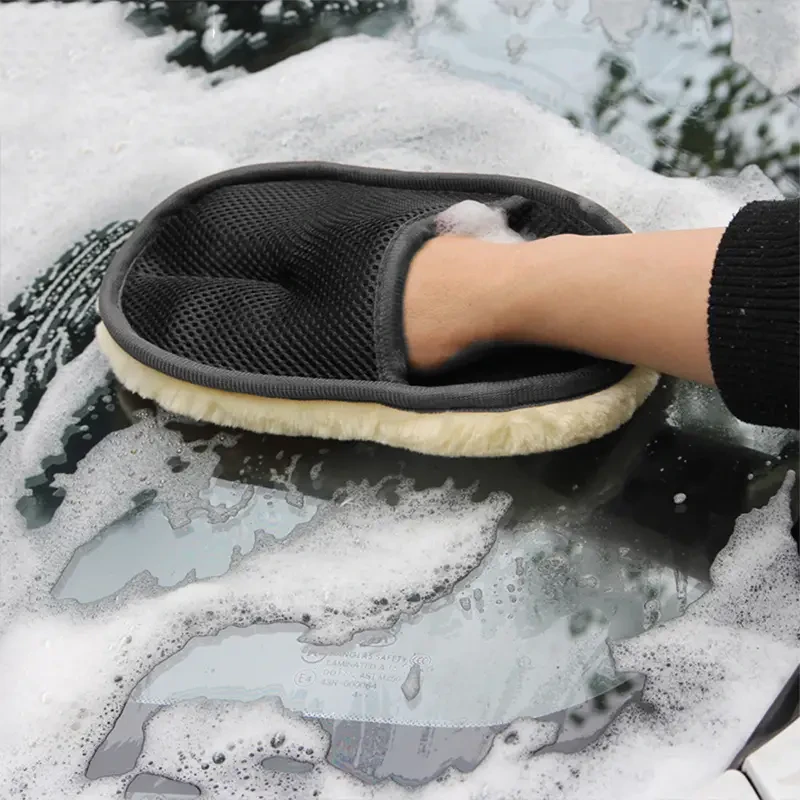 Car Brush Cleaner Wool Gloves
