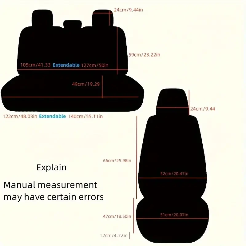 Universal Faux Leather Car Seat Cover Set All-Season, Full Surround for 5-Seaters