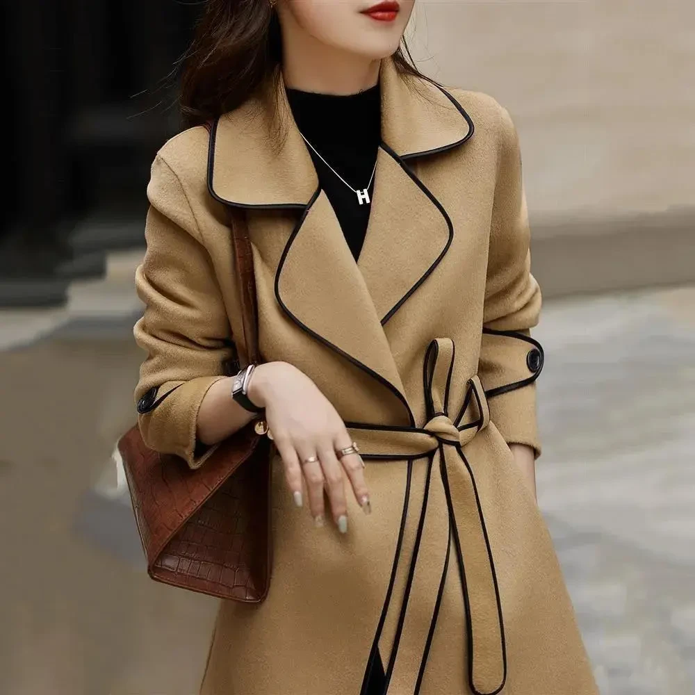 Hand Tied High-grade Woolen Overcoat