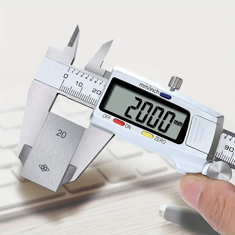 Stainless Steel Digital Caliper - Accurate 6 Inch LCD Display, Electronic Vernier Micrometer Gauge, Precise Measuring Tool for Woodworking, Metalworking, and DIY Projects - 150mm Metal Electronic Caliper