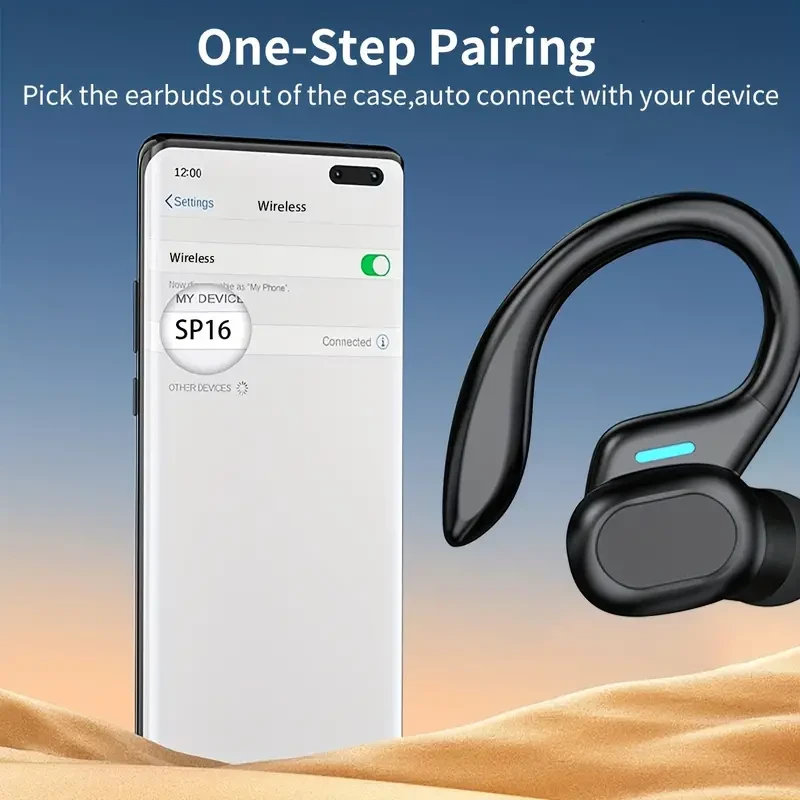 5.3 Hi-Fi Stereo Wireless Earbuds with ENC Noise-Cancelling Mic - Secure Fit Sports Headset with LED Charging Case for Running & Gym