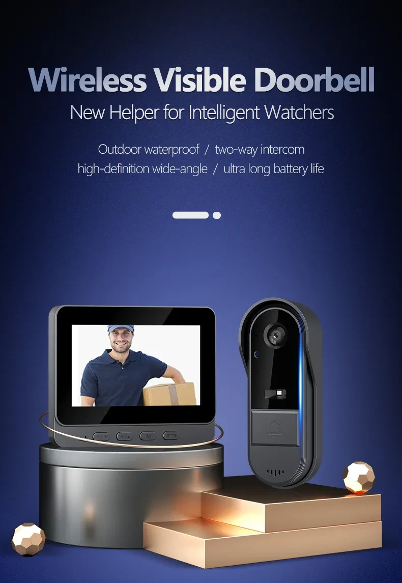 X8 Intelligent Wireless Doorbell, Visual Wi-Fi Doorbell, Waterproof Wireless Video Doorbell, Camera, Night Vision, Voice Converter, Photo And Video, Two-way Audio
