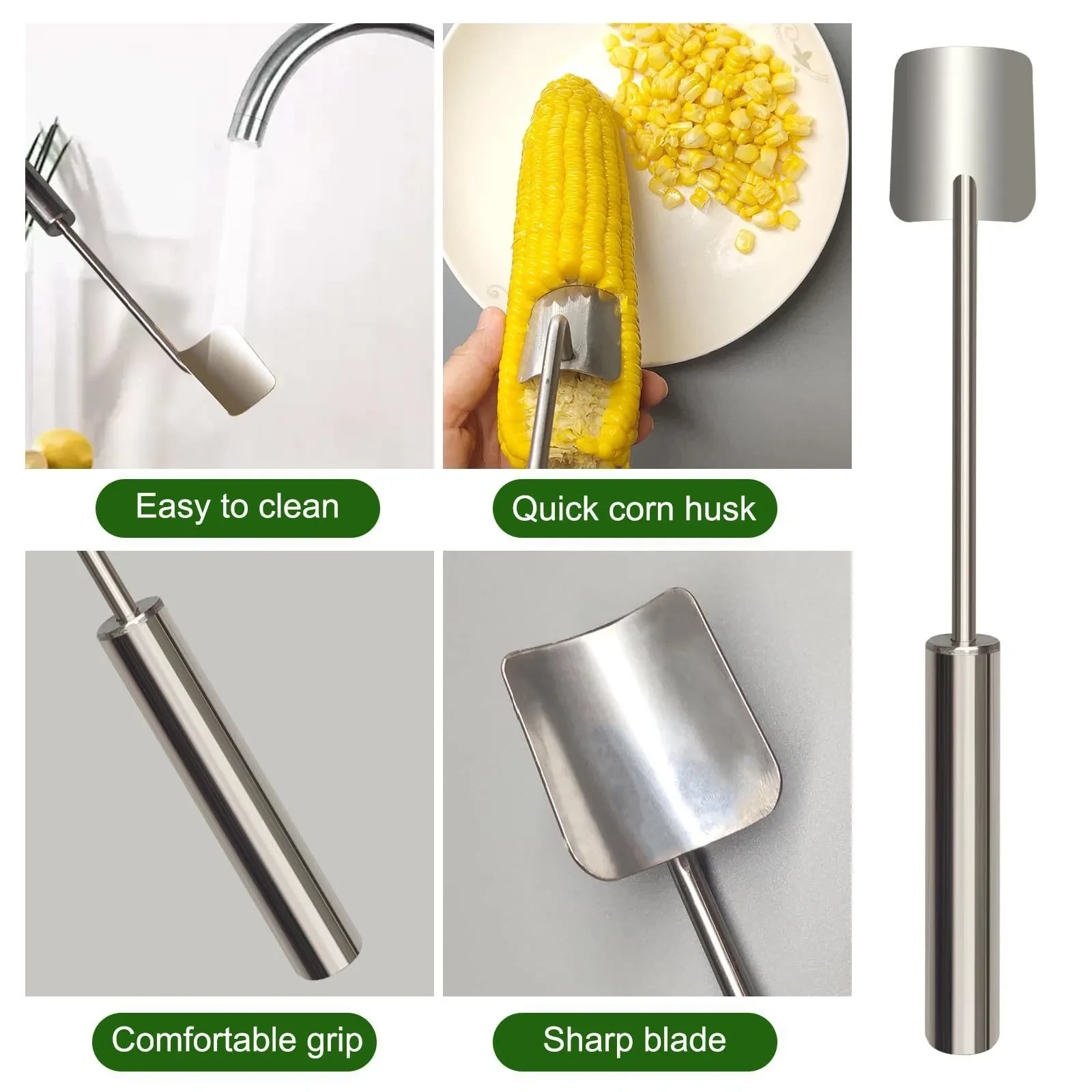 Stainless Steel Serrated Corn Peeler  Efficient Corn Shaver, Thresher & Multi-Functional Kitchen Gadget