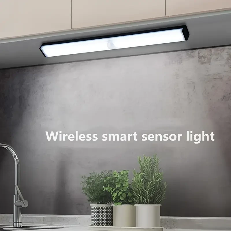 1PC Rechargeable Motion Sensor Night Light, 32CM Wireless LED Cabinet Light With Adjustable Brightness