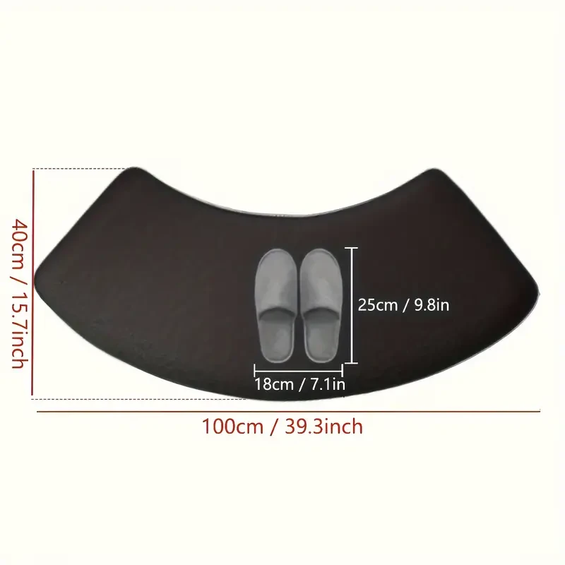 Non-Slip Bath Mat, Thickened Polyester Shower Door Rug, Half-Circle Entryway Foot Mat, Hand-Washable, Low Pile, Machine-Made, 660g/, 1.2cm Thick, Kitchen & Bathroom Decor