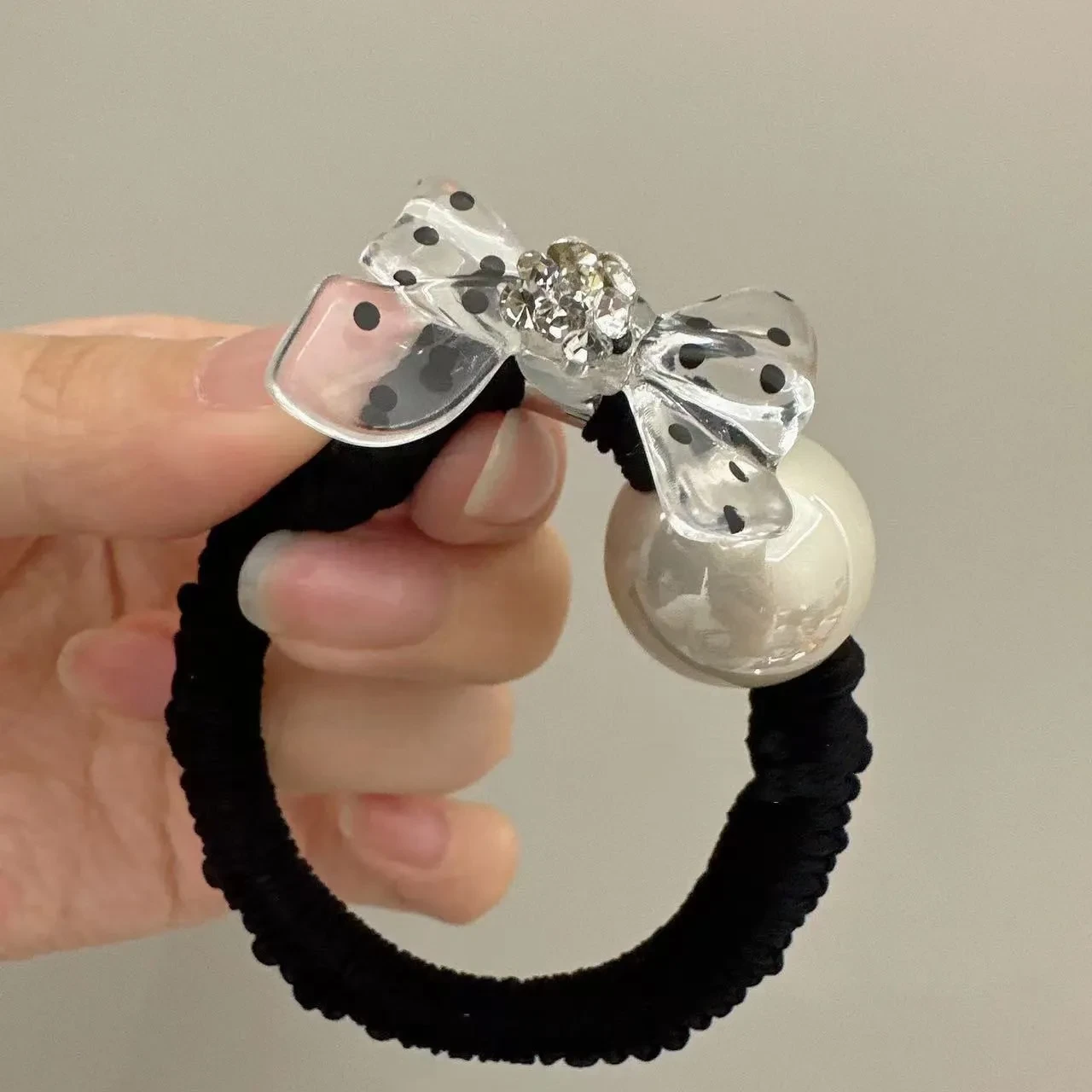 Transparent Bowknot Pearl Headband