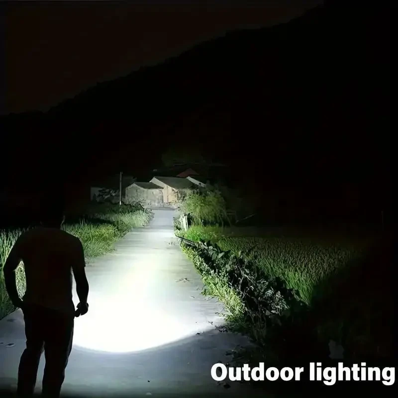 1pc Super Bright Rechargeable Floodlight Torch - Ultra-Long Runtime, Water-Resistant, Red Light Mode, Adjustable Focus - Perfect for Outdoor Enthusiasts, Camping, Fishing, Hunting, Climbing, Emergency, Night Biking, and Hiking
