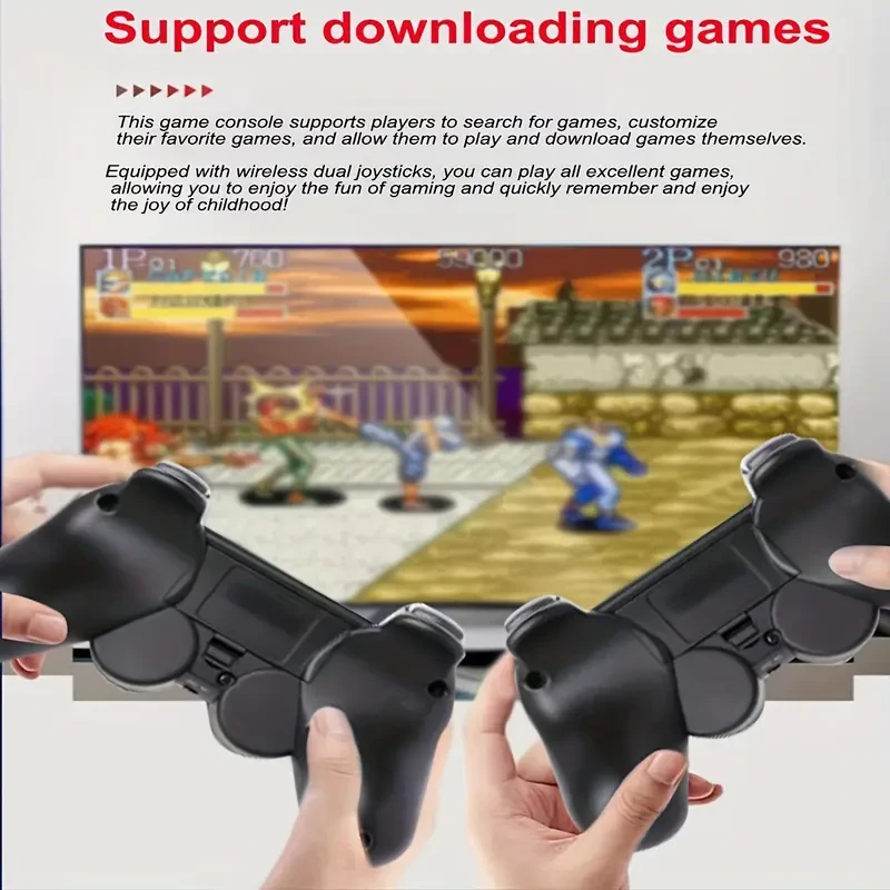 2-in-1 Retro Handheld Game Console M8, Black, USB Powered, 36V, ABS Resin, with Dual Wireless Controllers, 2.4G Wireless Receiver, USB Cable, TF Card, 9 Modes, Traditional Gaming System for Adults