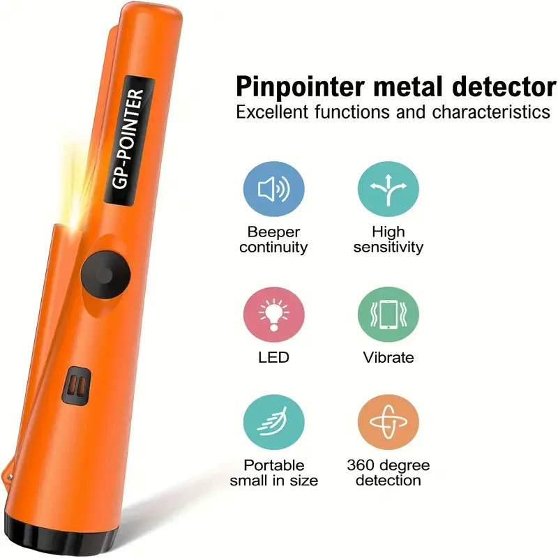 1pc Metal Detector Handheld, Waterproof 360 Scan Mine Treasure Detector With High Sensitivity, Includes Belt And Holster, Portable New Style