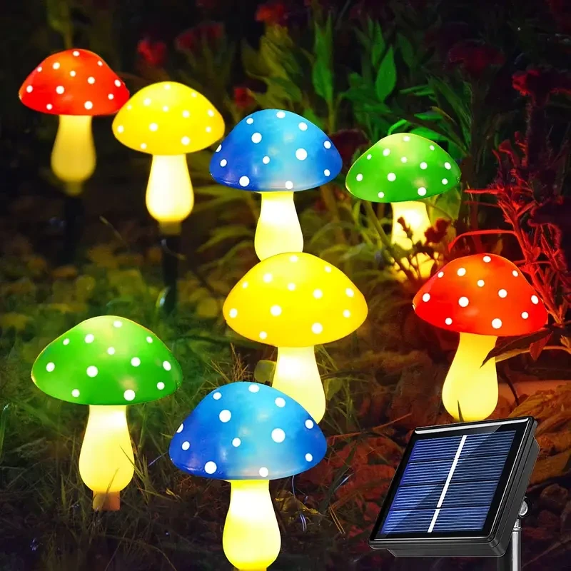 8pcs Solar Mushroom Lights  Outdoor Garden Pathway Decor, 8 Modes, IP65 Waterproof
