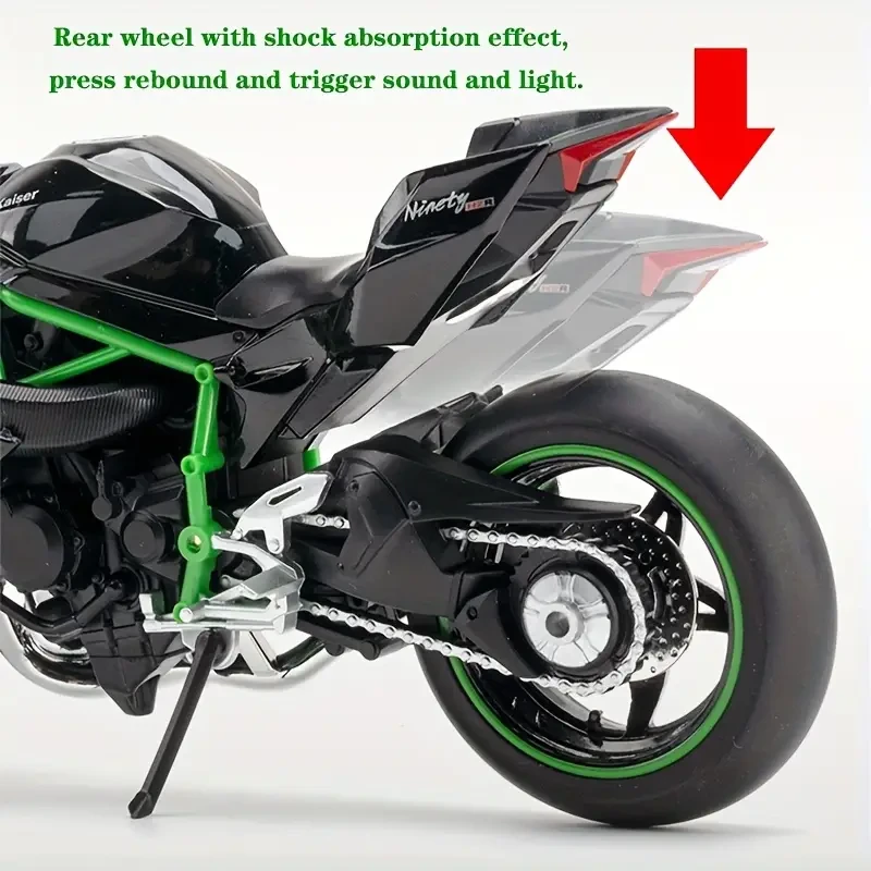 1:12 Alloy Motorcycle Toy Model  Black Motorcycle with Sound & Light Effects