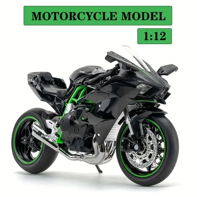 1:12 Alloy Motorcycle Toy Model  Black Motorcycle with Sound & Light Effects