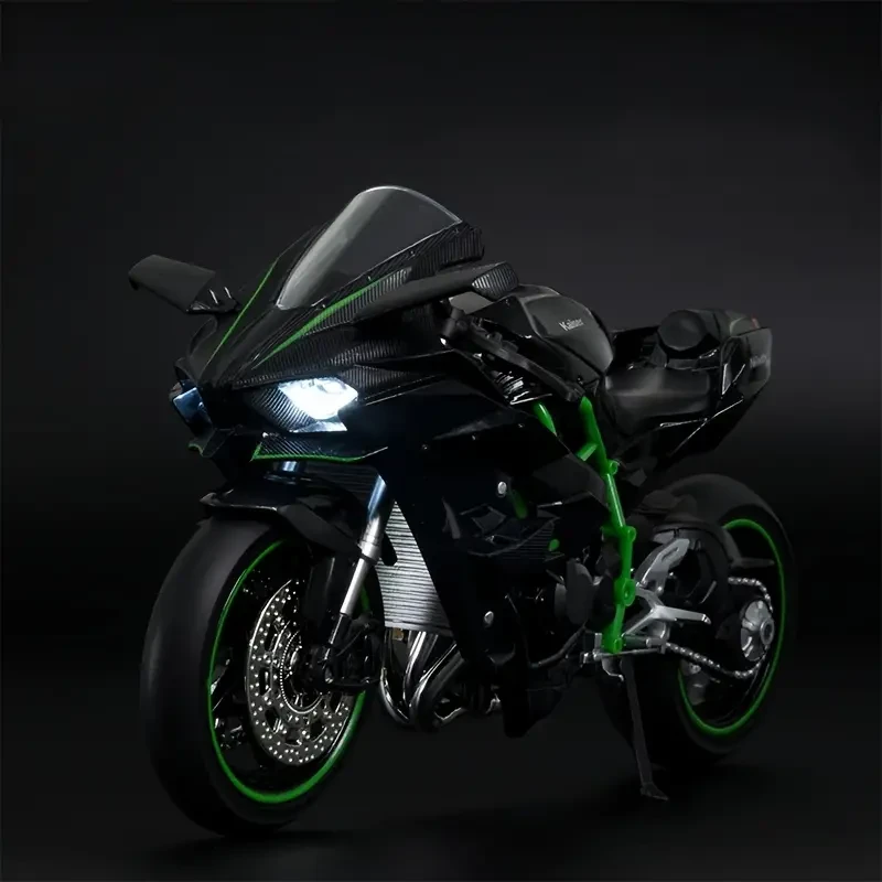 1:12 Alloy Motorcycle Toy Model  Black Motorcycle with Sound & Light Effects