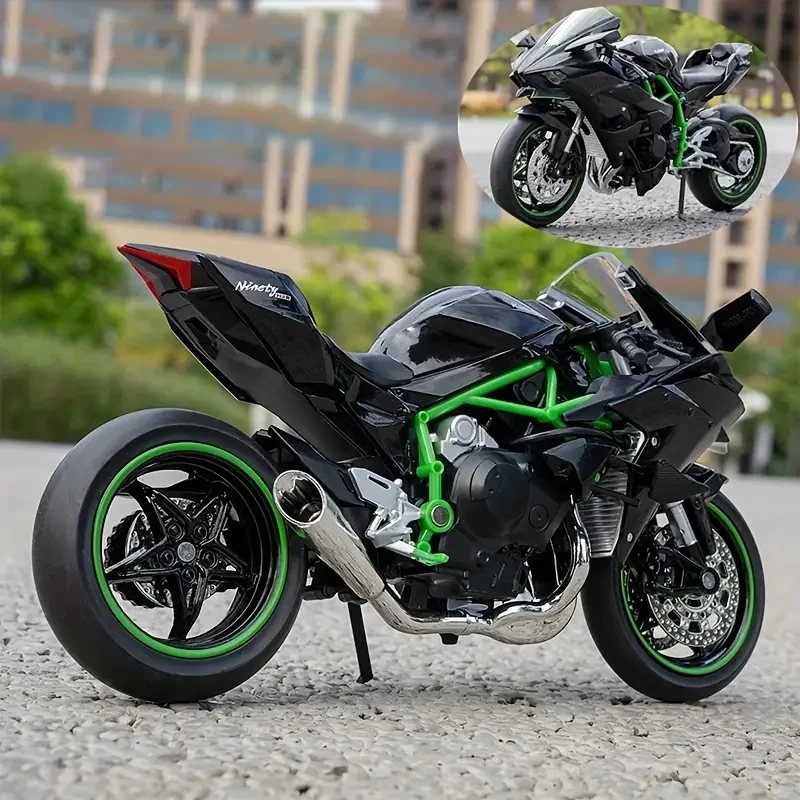 1:12 Alloy Motorcycle Toy Model  Black Motorcycle with Sound & Light Effects