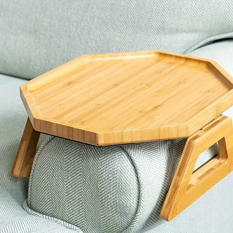 Foldable Bamboo Sofa Armrest Tray: Perfect for Instant & Stable End Table for Sofa - 24.99cm x 13.0cm - No Power Required - Hardwood