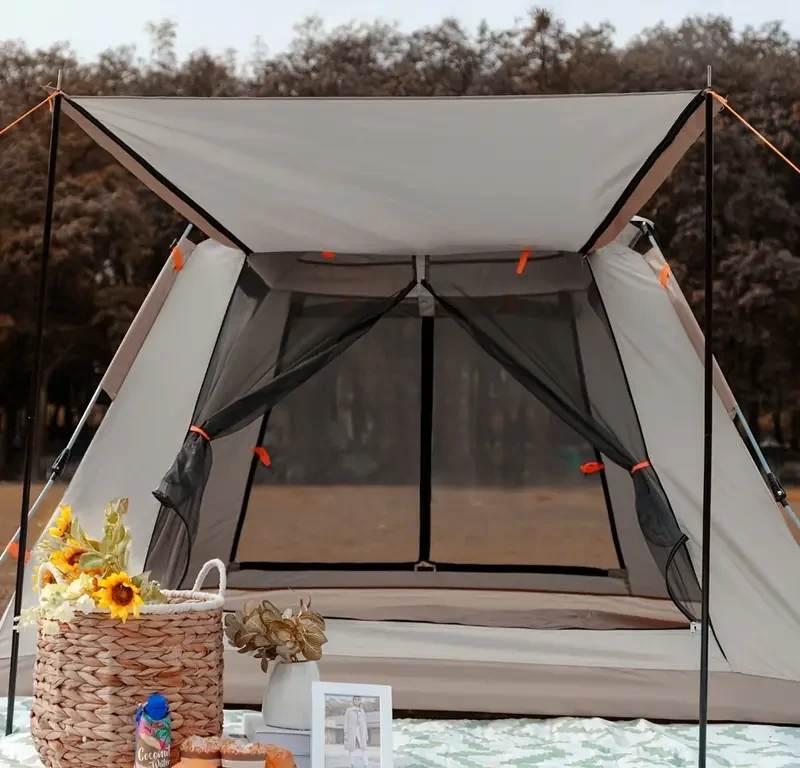8-Person Spacious Family Camping Tent - Waterproof, Windproof, and Mosquito-Proof with Canopy, Durable Oxford Fabric, Sturdy Fiberglass Poles, Easy Setup, and Ample Headroom for Ultimate Outdoor Adventures