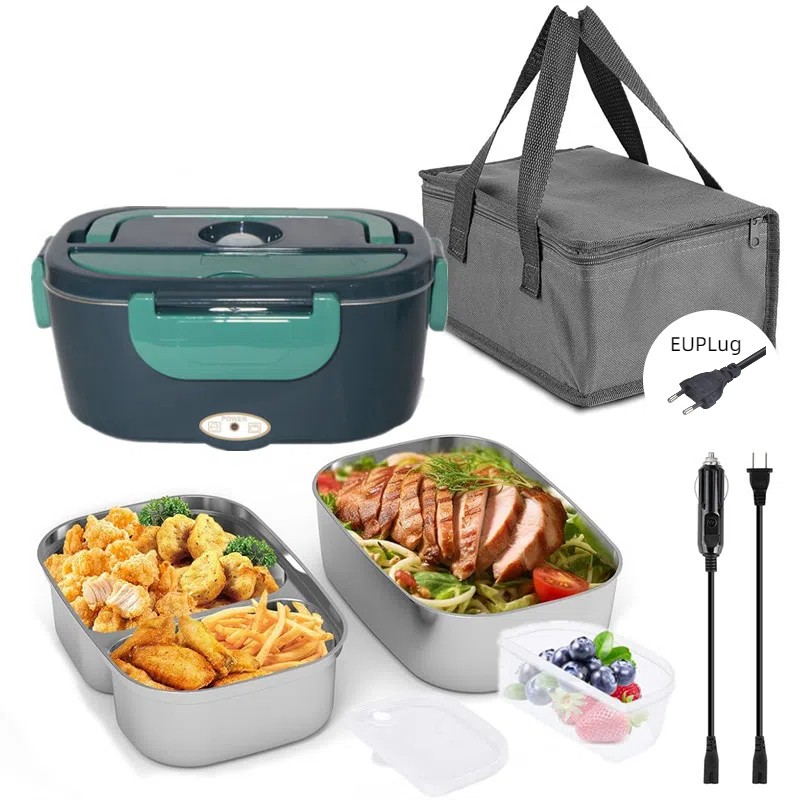 HOMEFISH 1.5L Electric Lunch Box Food Warmer  Portable 60W Food Heater with Leak-Proof 304 Stainless Steel Liner