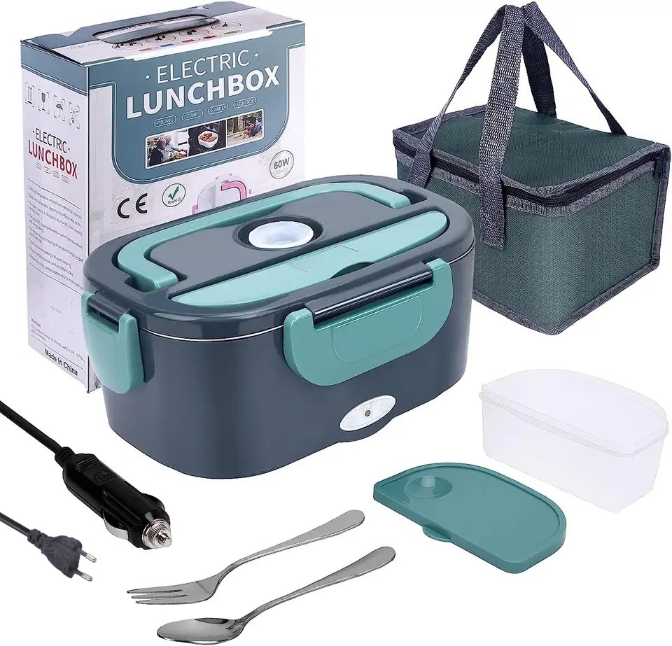 HOMEFISH 1.5L Electric Lunch Box Food Warmer  Portable 60W Food Heater with Leak-Proof 304 Stainless Steel Liner