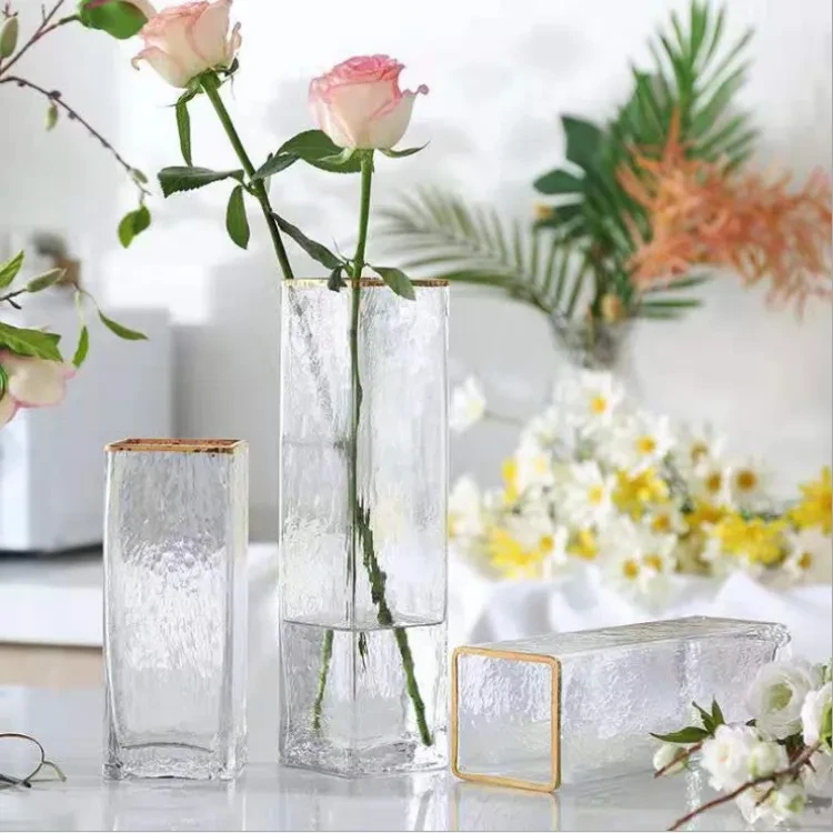 Transparent Gold-painted Glass Vases Flower Home Decor Wedding