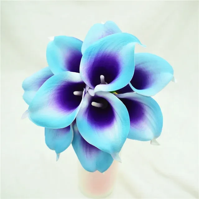 Navy Blue Calla Lilies PU Real Touch Flowers Wedding Decor