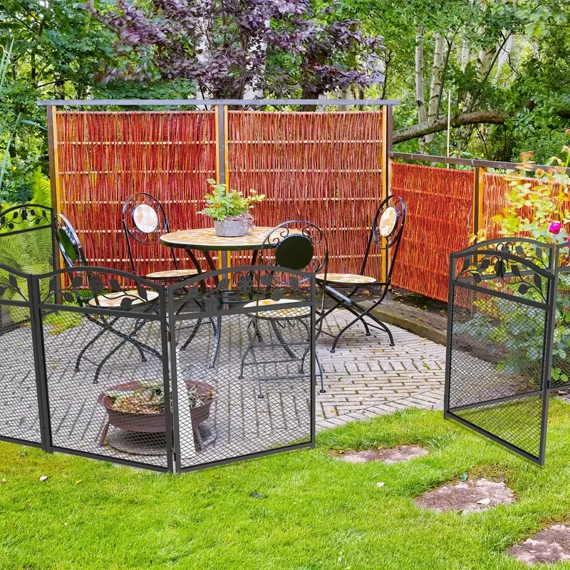 5 Panels Decorative Garden Fences Metal Heavy Duty Dog For Medium/ Small Animals Playpen Fences Animal Barrier For Indoor Outdoor Use, Each L * H 60x110cm