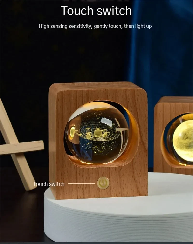 Beech Crystal Ball Night Light 3D Laser