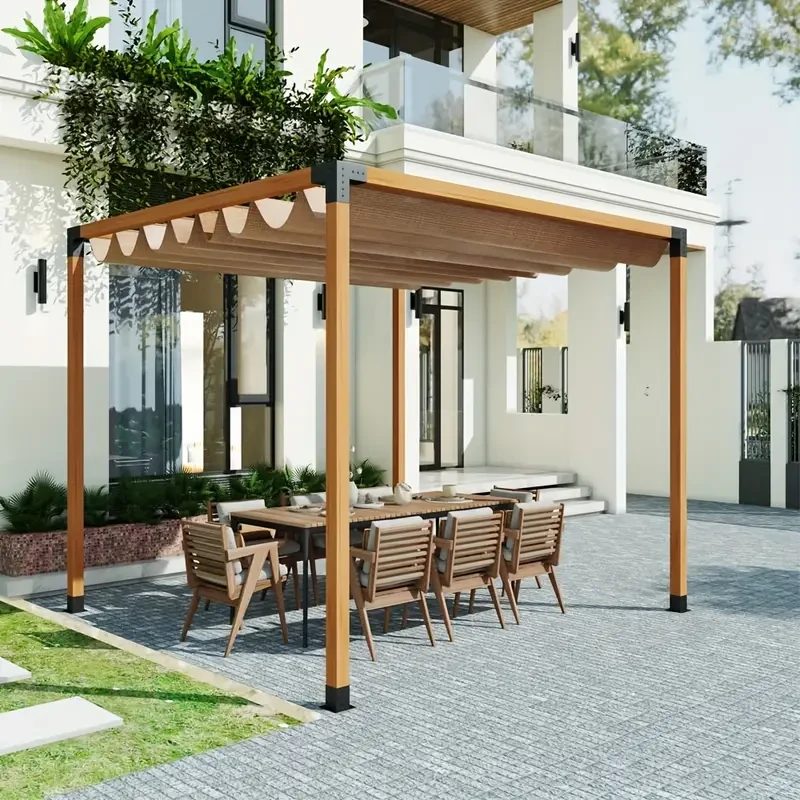 Pergola Kit, 3-Way Right Angle Pergola Brackets, 4pcs Elevated Wood Stand Kit with Screws for 4x4 (Actual: 8.89x8.89 cm) Lumber, Woodworks DIY Post Base Kit, Outdoor Pergola Hardware Kit