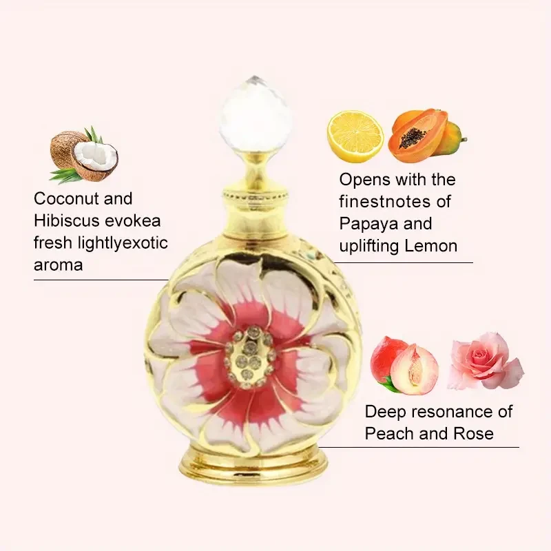 15ml Rose Petal Concentrated Perfume Oil, Dubai-Inspired, Woody Note, 5-15% Fragrance Concentration, Alcohol-Free - Long-Lasting Scent for Women