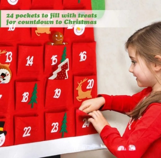Advent Calendar Fabric Christmas Hanging Pendant Santa Claus Felt Ornaments DIY Advent Calendars Christmas Decoration