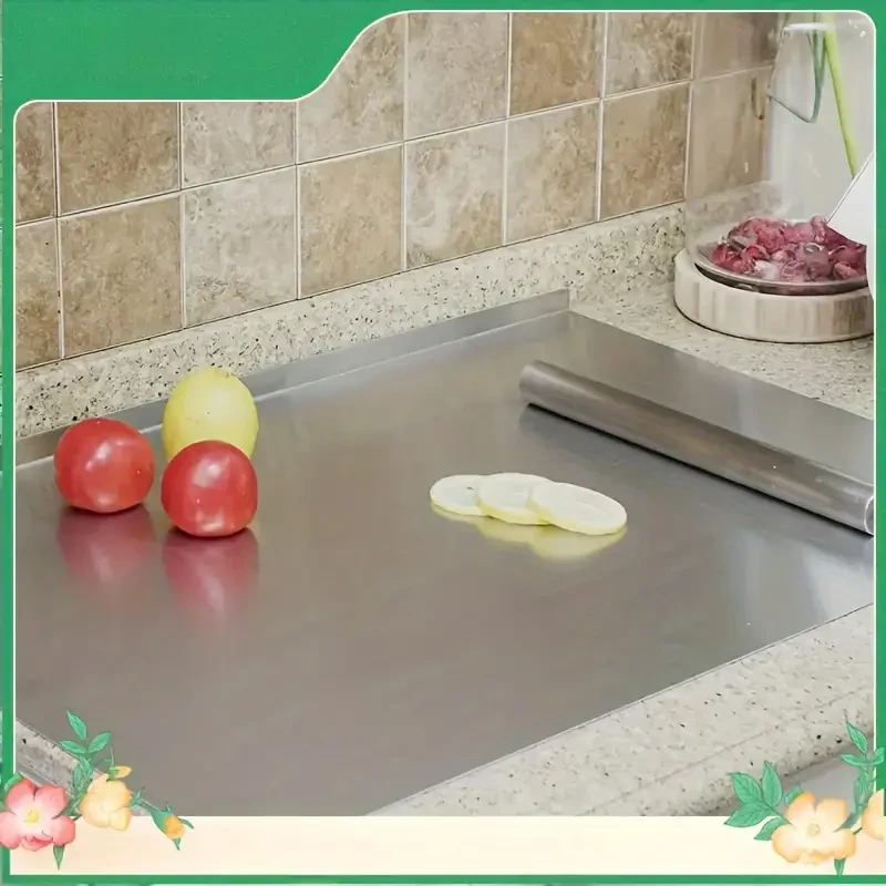 Faridabio 1pc Stainless Steel Kitchen Chopping Block, Anti-Mold, Uncharged, Heavy-Duty Food Preparation Surface, Butcher's Countertop Slab - 1.0cm Thickness
