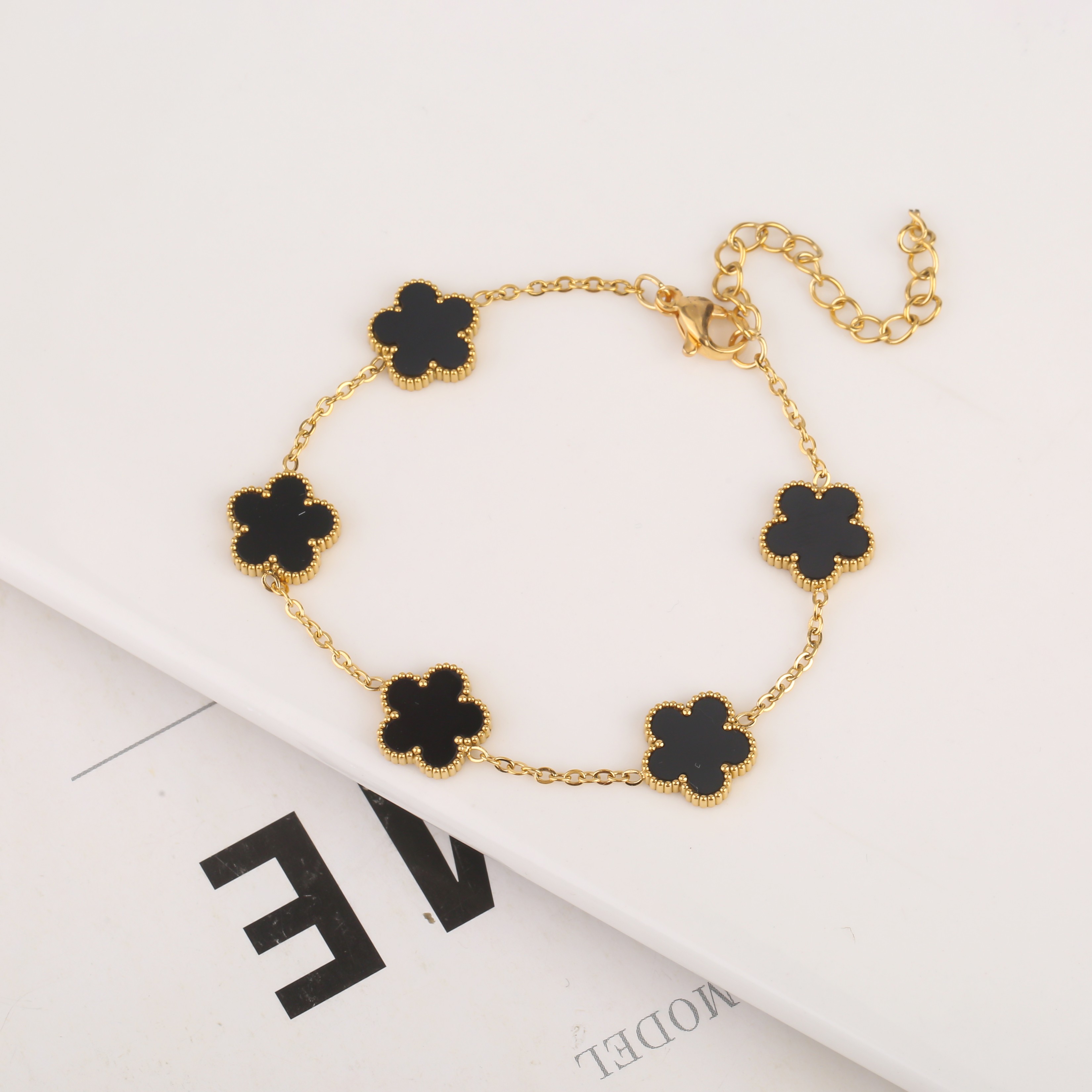 Stainless Steel Adjustable Clover Bracelet