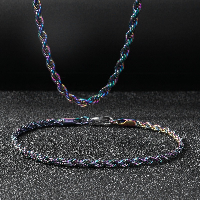 2pcs Twist Chain Necklace & Bracelet Jewelry Set Elegant Matching Accessories