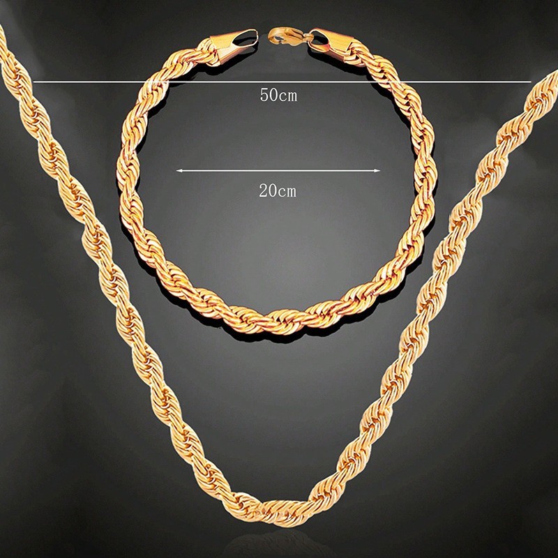 2pcs Twist Chain Necklace & Bracelet Jewelry Set Elegant Matching Accessories