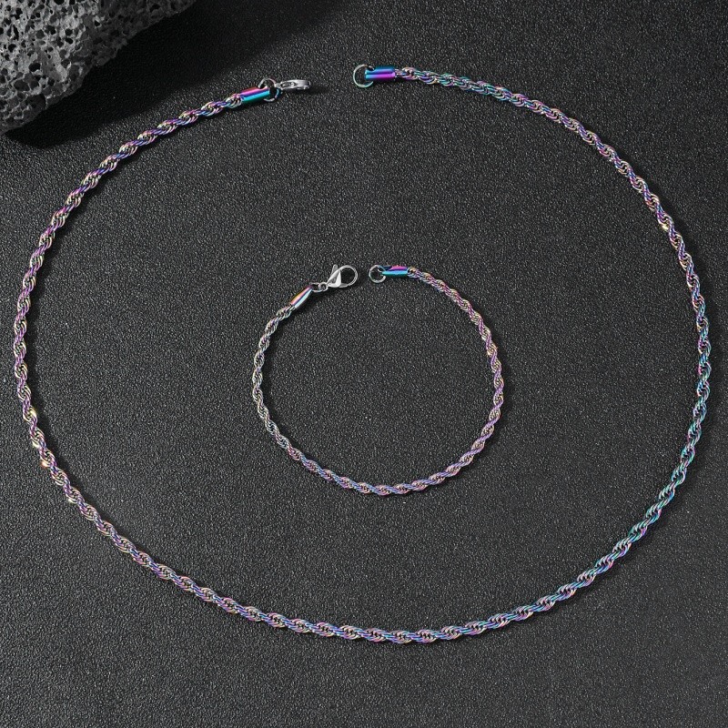 2pcs Twist Chain Necklace & Bracelet Jewelry Set Elegant Matching Accessories