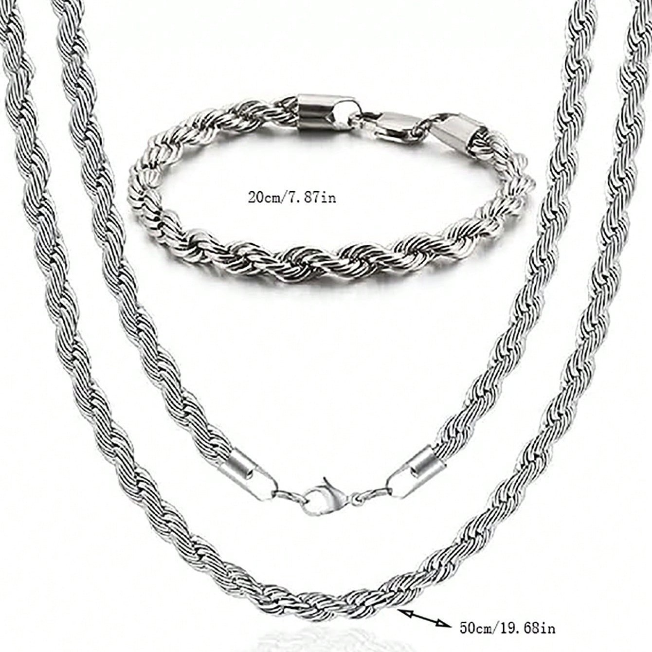 2pcs Twist Chain Necklace & Bracelet Jewelry Set Elegant Matching Accessories