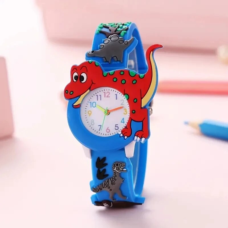Kids 3D Dinosaur Quartz Watch Cartoon Silicone Student Watch