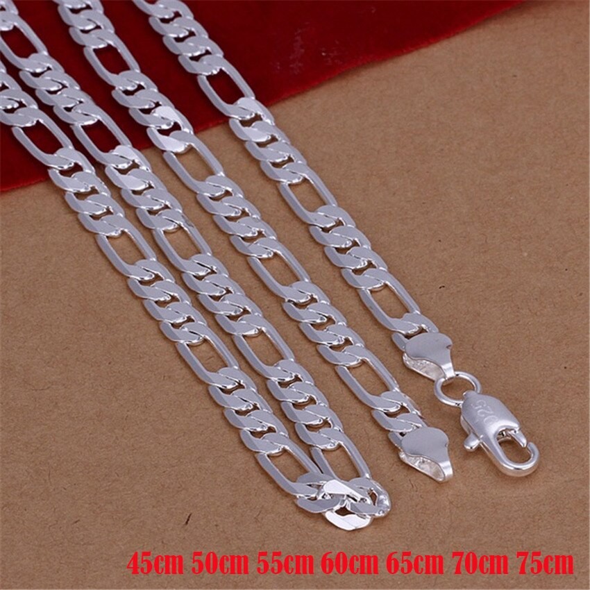 6mm Flat Silver Chain Necklace High-Quality Unisex Fashion Jewelry