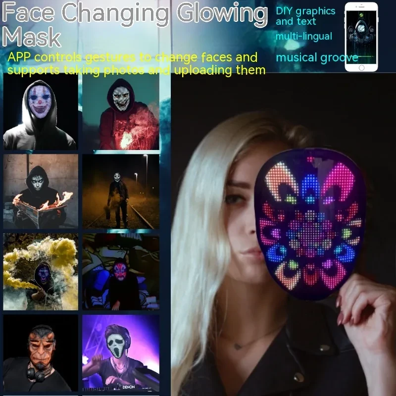 Halloween Face Masks Full Color LED