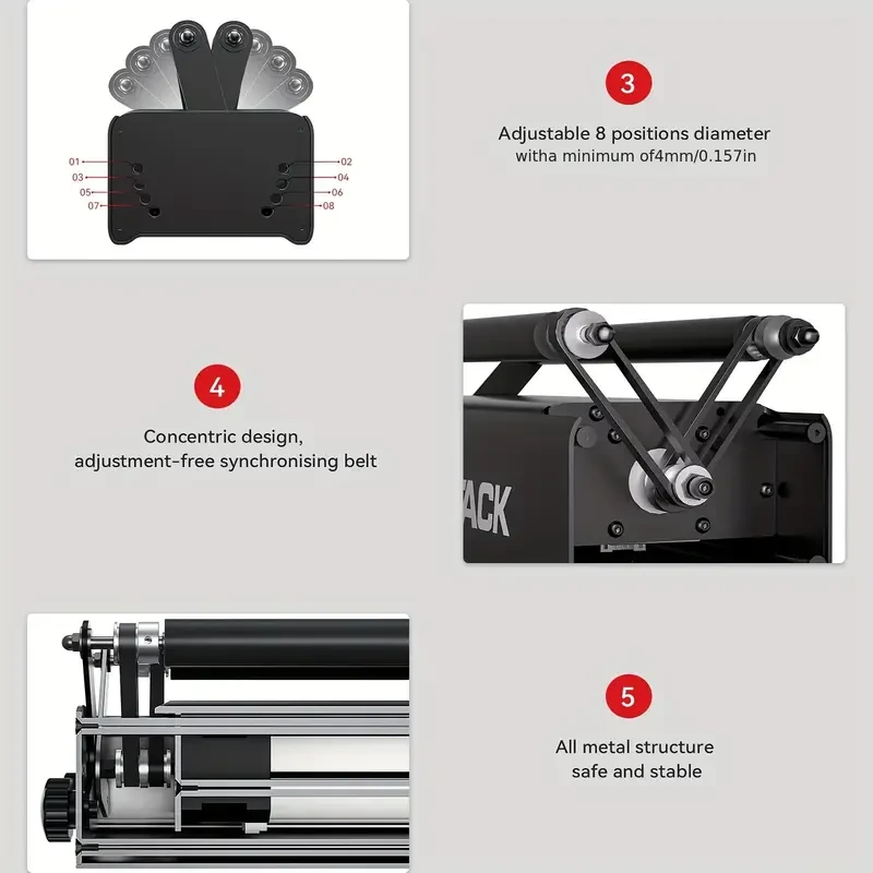 Laser Rotary Roller, Laser Engraver Y-Axis Rotary Roller with 360 Rotating Engraving for Engraving Cylindrical Objects