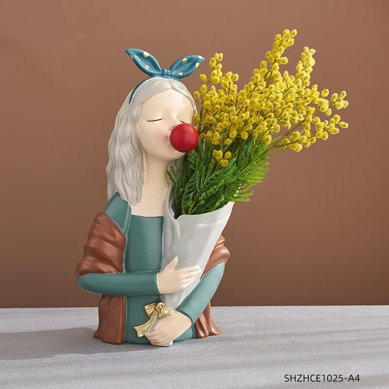 Home Decor Girl Figurine Resin Sculpture Abstract Art Room