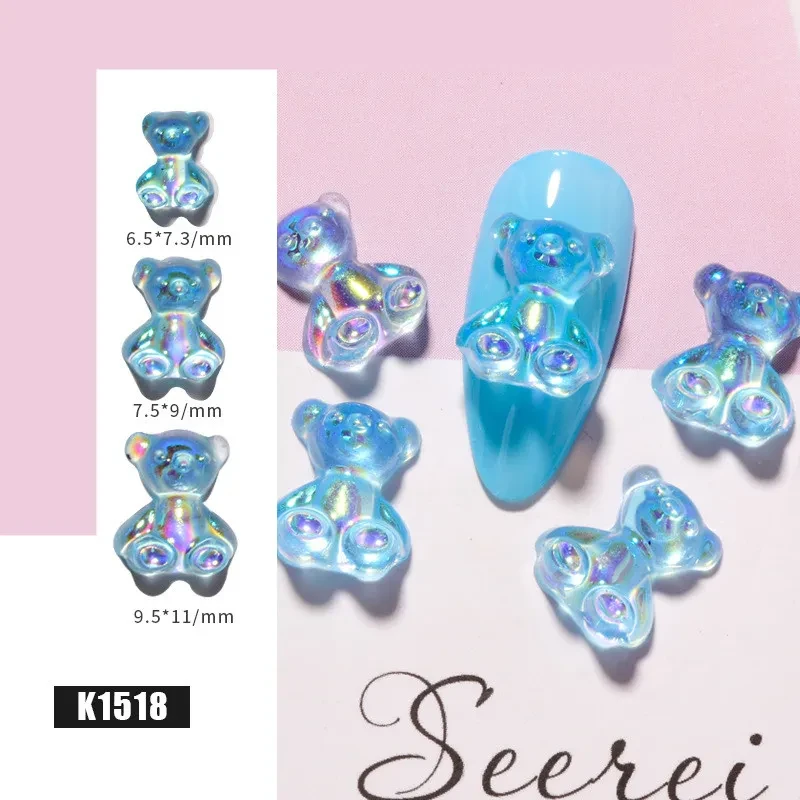 3D Cute Bear Resin Nail Art Decorations Crystal Gummy