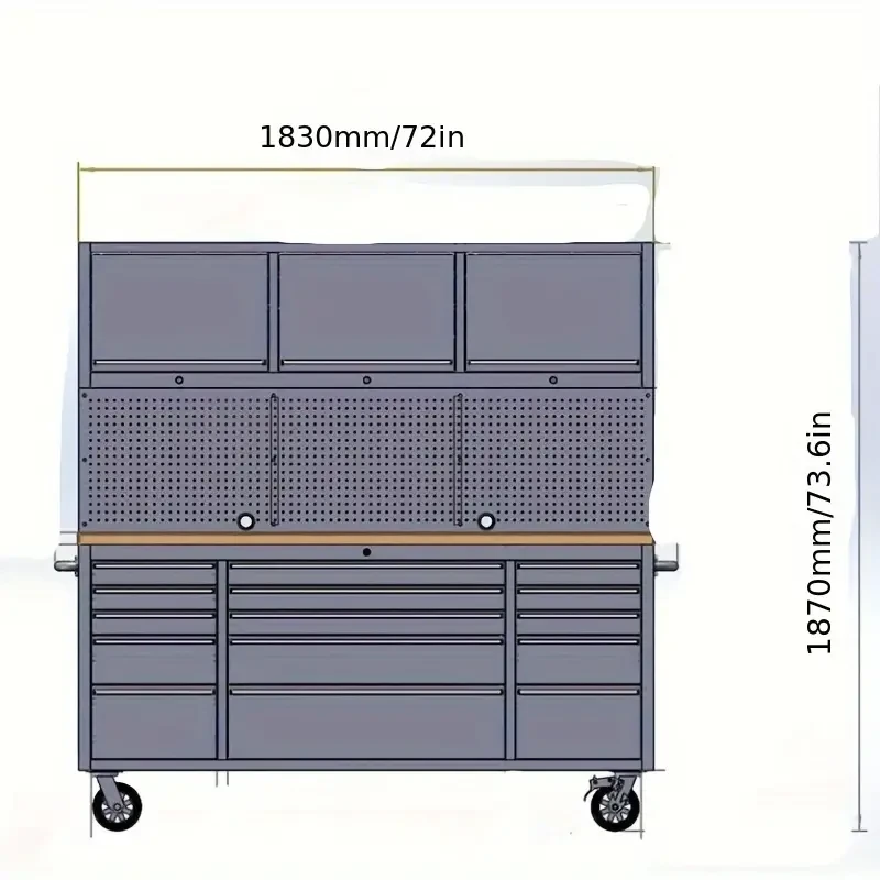 182.88 cm 18 Drawers Stainless Steel Work Bench Tool Chest Tool Box Tool Cabinet