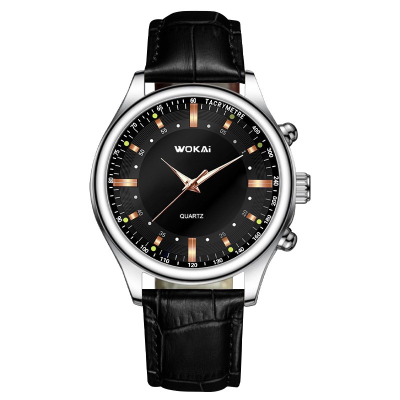 Business Mens Watch Faux Three-Eye Roman Numeral Dial with Leather Strap