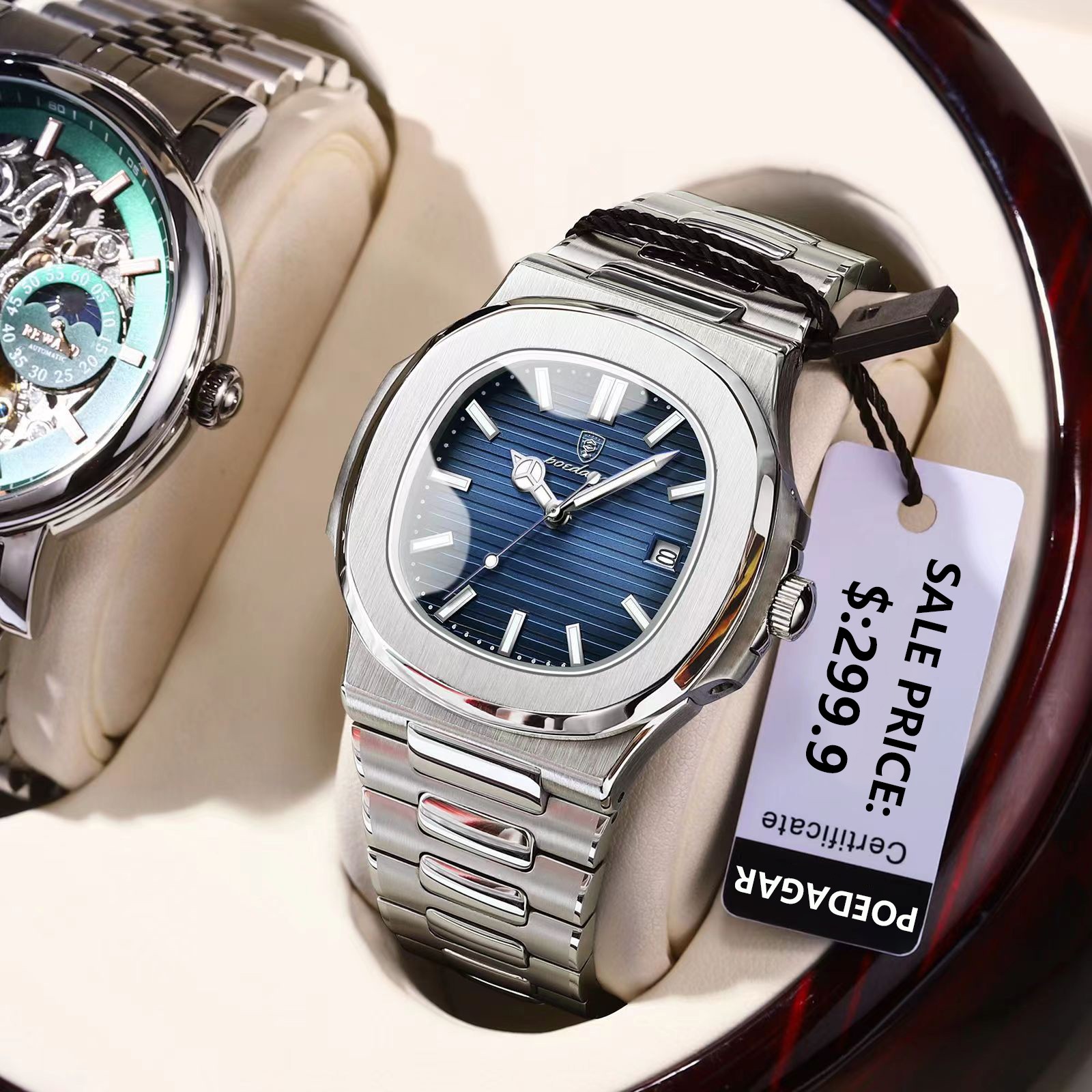 POEDAGAR 2023 Luxury Mens Square Quartz Watch