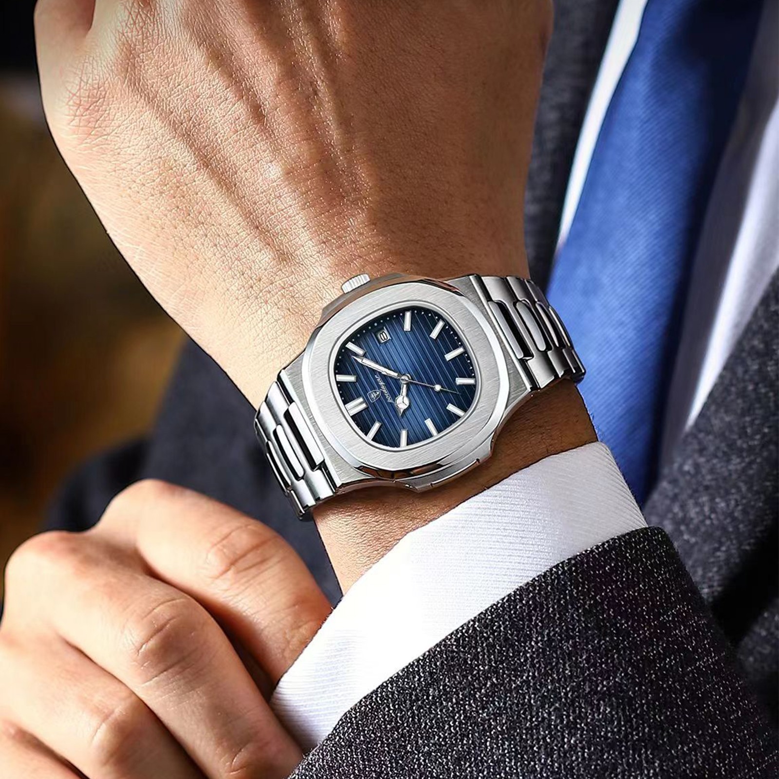 POEDAGAR 2023 Luxury Mens Square Quartz Watch