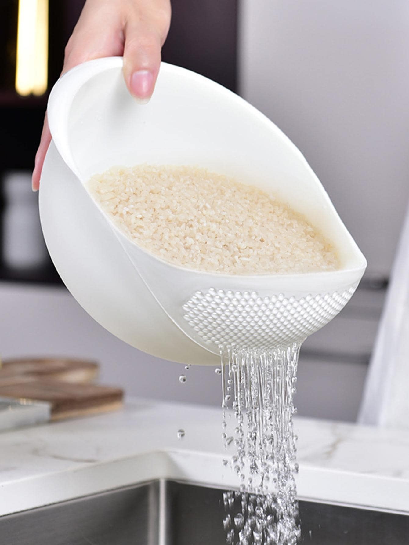 Silicone Colander Drain Basket  Rice Bowl, Fruit Washing Basket