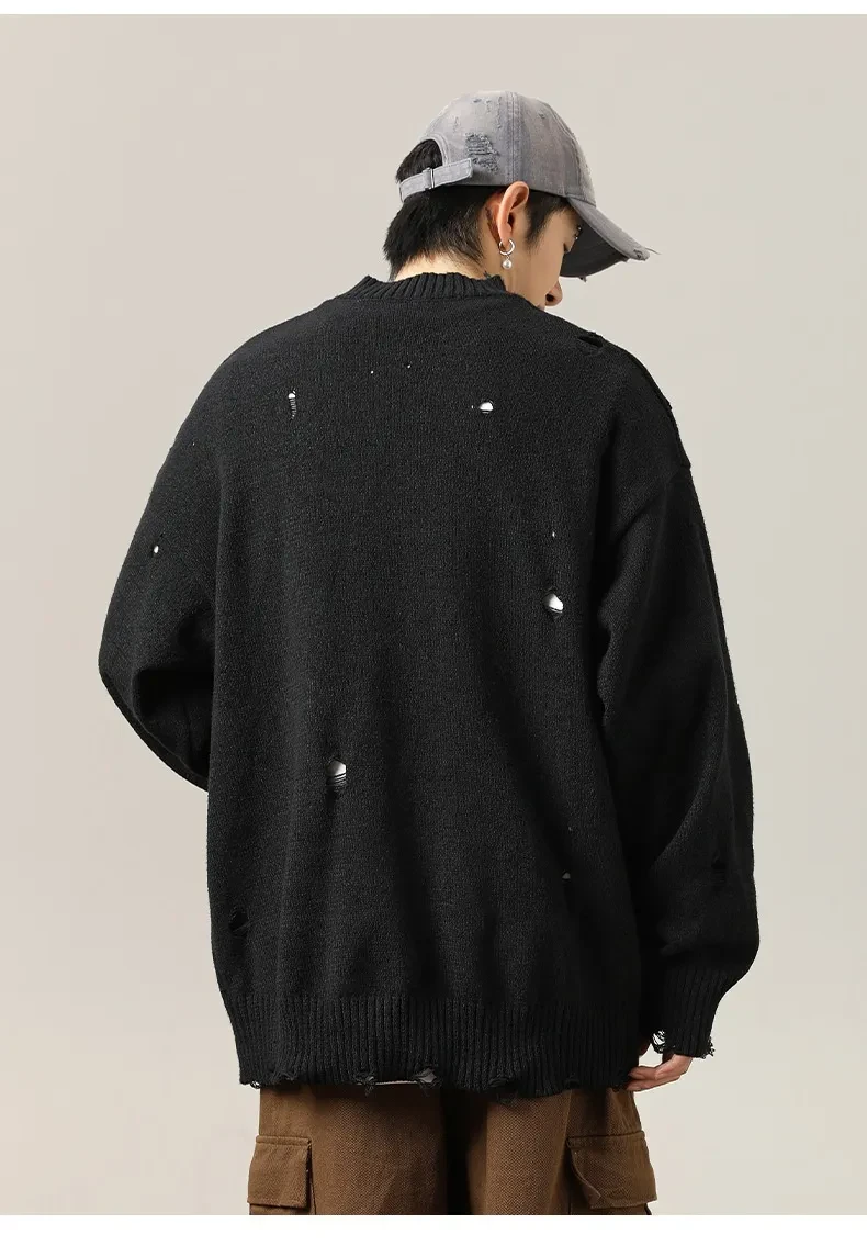 Irregular Hollow-out Ripped Chenille Velvet Sweater