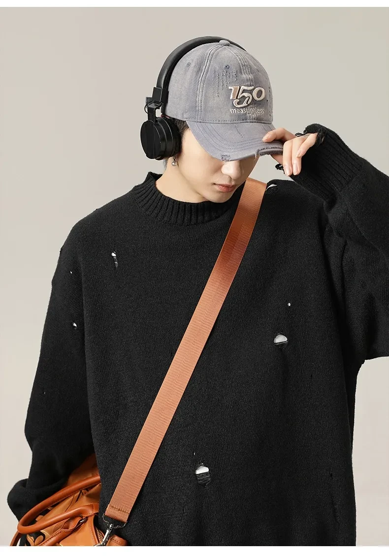 Irregular Hollow-out Ripped Chenille Velvet Sweater