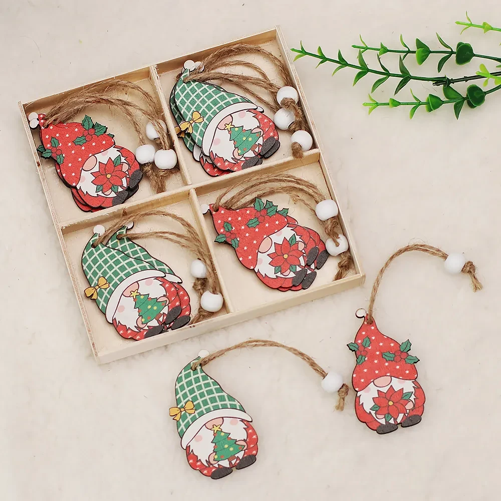 Christmas Faceless Doll Wooden Pendant Decoration Set